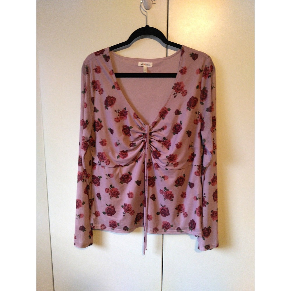 Womens Floral Mesh Tie Front Babydoll Top Size  M/L Y2K Coquette‎ Feminine Fairy